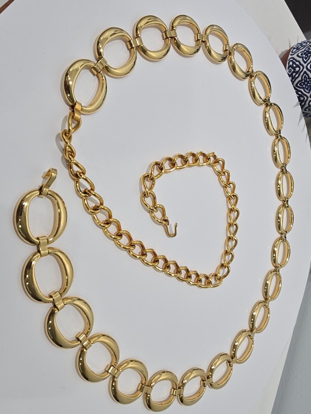 Vintage Gold Tone Chain Belt, Chunky Oval Links, Adjustable Statement Belt ~ 80s